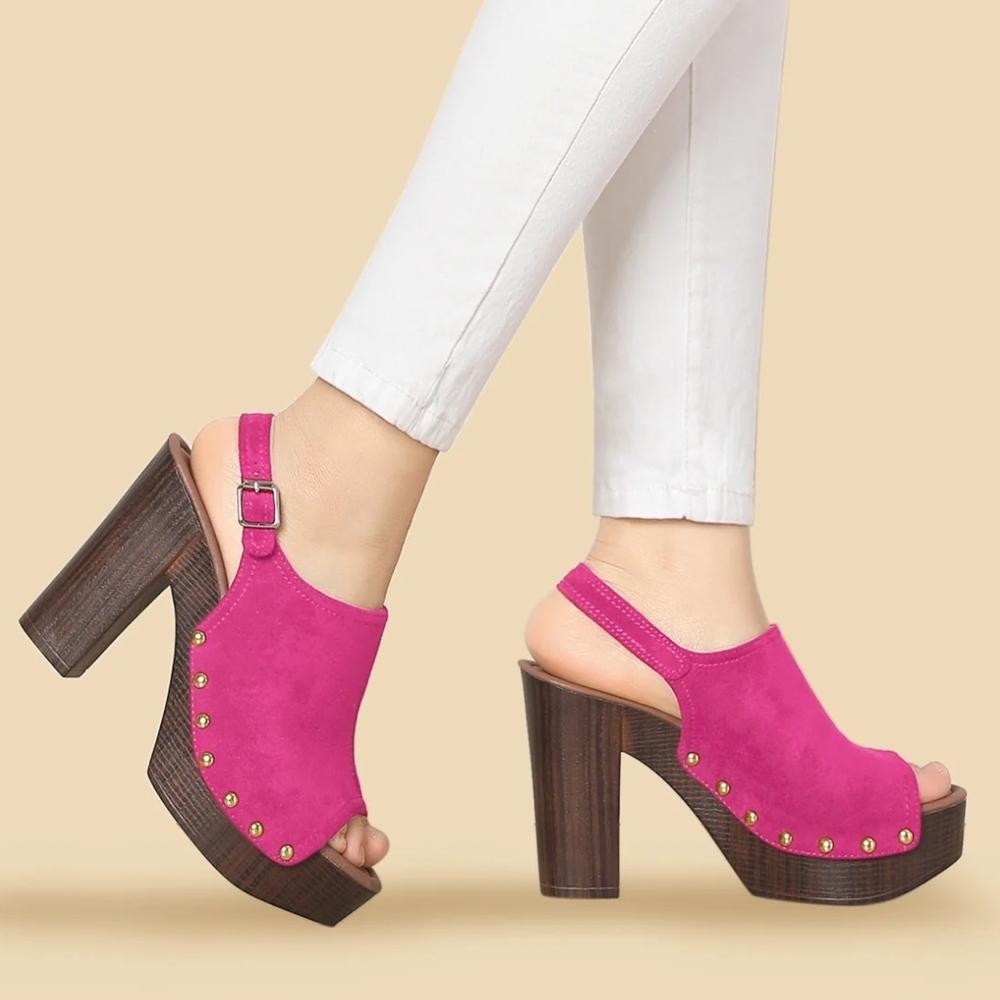 Open Toe Slingback Platform Chunky Heel Sandals